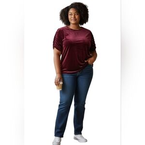 Torrid Fuchsia Berry Velvet Short Sleeved Top Ladies Plus size 3 Whimsigoth Boho